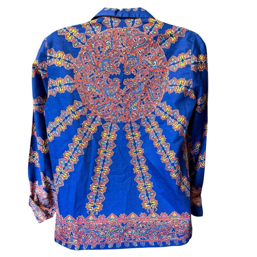 Vintage Smartfit Austria Paisley Blouse‎ Top Sz 16 Mod Psychedelic Hippie Blue M